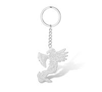 Porte-clés viking en acier inoxydable pour homme - Phénix - Hache viking - Oiseau de feu - Porte-clés pour sac à dos - Accessoires clés - Bijoux cadeaux, Argenté., taille unique