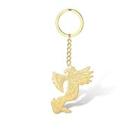 Porte-clés viking en acier inoxydable pour homme - Phénix - Hache viking - Oiseau de feu - Porte-clés pour sac à dos - Accessoires clés - Bijoux cadeaux, doré, taille unique