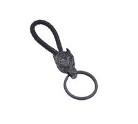 Porte-clés viking en cuir pour homme, avec patte d’ours et tête de loup celtique, pendentif en acier inoxydable avec corde tressée en PU, cadeau nordique pour clés(Wolf Head 1)