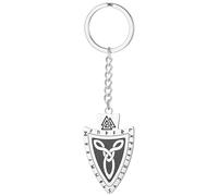 Porte-clés Viking pour homme Odin Valknut Nœud celtique Bouclier Porte-clés Rune nordique Amulette de protection Bijoux païens Cadeau mythologique (Argent)