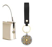 Porte-clés vintage 14,85 x 3,85 cm Mythology Keychain Rune Key Chain | Compass Retro Keyring Jewelry Accessories | Luggage & Travel Gear Retro Bag Charm For Travel Wallet Phones Backpack Handbag Purse