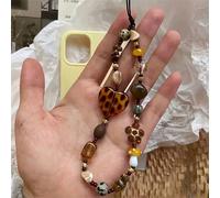 Porte-clés vintage en forme de cœur avec design de champignon de couleur ambre. Sangle de téléphone anti-perte en plastique, décoration pendentif bracelet style Y2K A,B,C,1 pièce,D,E,2 piècesCartoonAB