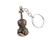 Porte-clés vintage en forme de violon - Mini pendentif instrument de musique - Porte-clés vintage en cuivre et bronze - Décoration de sac à dos pour homme et femme (bronze)