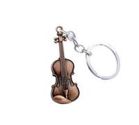Porte-clés vintage en forme de violon - Mini pendentif instrument de musique - Porte-clés vintage en cuivre et bronze - Décoration de sac à dos pour homme et femme (cuivre)