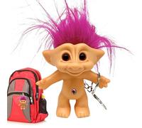 Porte-clés vintage Lucky Troll, décorations des années 80, porte-clés chromatique anti-perte de 10 cm, porte-clés pendentif, cadeau intéressant, adapté pour les filles et les femmes, porte-clés