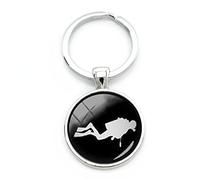 Porte-clés vintage plongeur requins plongeurs de plongée porte-clés grenouille plongée natation bijoux aquanaute sport cadeau, blanc, L