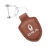 Porte-Clés Voiture avec Logo,pour Great Wall Ora Good Cat GT Ballet Cat White Cat IQ Flash Cat Porte-Clés Cuir De personnalisé Idéal Cadeau Accessoire Clé Voiture Homme Femme,Brown