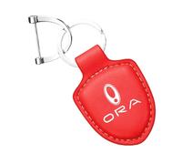 Porte-Clés Voiture avec Logo,pour Great Wall Ora Good Cat GT Ballet Cat White Cat IQ Flash Cat Porte-Clés Cuir De personnalisé Idéal Cadeau Accessoire Clé Voiture Homme Femme,Red