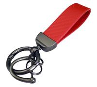 Porte-clés Voiture en Cuir pour Mitsubishi Eclipse Cross 2018-2027, Microfibre Porte-clés de Voiture avec D-Anneau Anti-Perte Accessoires,C/Red