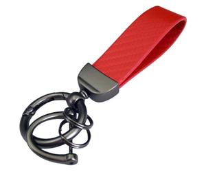 Porte-clés Voiture en Cuir pour Mitsubishi Eclipse Cross 2018-2027, Microfibre Porte-clés de Voiture avec D-Anneau Anti-Perte Accessoires,C/Red