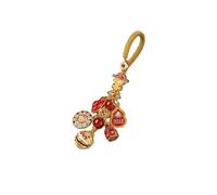 Porte-clés Voiture Porte-clés Dieu de la richesse et chance, pendentif porte-clés en cuivre doré, sac à dos Bell Peace and Joy for hommes femmes