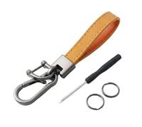 Porte-clés Voiture pour Skoda Karoq Vision Fabia 1 2 Octavia A7 RS Superb Rapid Yeti, Accessoire Homme Femme Cuir Tressé élégant Anneau de Clé Métal Robuste Anneau Anti-Perte,Yellow