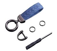 Porte-clés Voiture pour Skoda Karoq Vision Fabia 1 2 Octavia A7 RS Superb Rapid Yeti, Accessoire Homme Femme Cuir Tressé élégant Anneau de Clé Métal Robuste Anneau Anti-Perte,Blue
