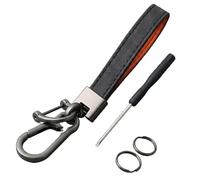 Porte-clés Voiture pour Skoda Kodiaq Fabia Karoq Laura Superb VRS Yeti Octavia Scala, Accessoire Homme Femme Cuir Tressé élégant Anneau de Clé Métal Robuste Anneau Anti-Perte,Black