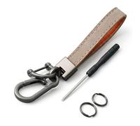 Porte-clés Voiture pour Skoda Kodiaq Fabia Karoq Laura Superb VRS Yeti Octavia Scala, Accessoire Homme Femme Cuir Tressé élégant Anneau de Clé Métal Robuste Anneau Anti-Perte,light brown