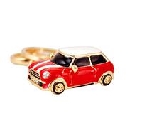 porte-clés VORCOOL en verre modèle de Mini Cooper, porte-clés métal rouge à suspendre au sac à main