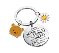 Porte-clés Winnie l'ourson - Cadeau pour les fans de film - Cadeau inspirant « You Are Braver Stronger Smarter Than You Think Pooh », Porte-clés coccinelle arc-en-ciel, L