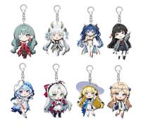 Porte-clés Wuther Waves 8 Pièces Wuther Waves Chibi Figure Pendentif Chaîne en Acrylique Figurine Mignonnes Bijoux