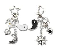 Porte-clés Yin Yang assorti pour mari, épouse, cadeau d'anniversaire pour petit ami, petite amie, cadeau de Saint-Valentin pour couple, soleil, lune, étoile pour meilleur ami, porte-clés pour 2