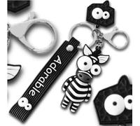 Porte-clés Zebra, noir, en matière synthétique et alliage de métaux non précieux, 70x45 mm