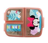 Porte-collation scolaire avec 3 compartiments porte-goûter en plastique pour enfants, salle à manger, boîte de lancement, sans BPA pour Minnie Mouse