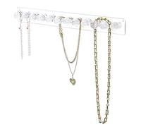 Porte-colliers en acrylique transparent à fixation murale avec 12 crochets en diamant, pour colliers, bagues, bracelets et oreilles