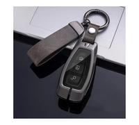 Porte-Coque de clé Coque Protection pour Clé Télécommande Voiture pour Ford pour Focus 3 4 St pour Mondeo MK3 MK4 pour Fusion pour Kuga pour Ecosport Coque de clé(Gray Keychain)
