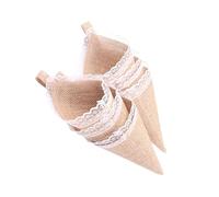 Porte-cornets à Confettis Beige 10 Pièces en Toile de Jute