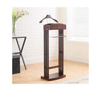 Porte-costumes pour homme avec tiroir, en bois de bouleau, support à vêtements avec étagère supérieure, cintre de contour, barre à pantalons, crochet de ceinture à cravate et organisateur de