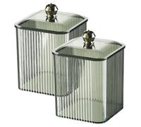 Porte-coton-tige, conteneur de coton-tige 2 pièces 3x3x4 support vert transparent pour animaux de compagnie avec couvercle fil dentaire/rouge à lèvres/Qtip anti-poussière pour salle bain, salon, Q