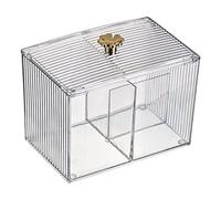 Porte-cotons-tiges en plastique avec couvercle 1 grille, 13,5 x 8,8 x 9,8 cm, 2 compartiments, 13,5 x 8,8 x 9,8 cm, 13.5x8.8x9.8 cm, comme description
