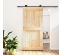 Porte coulissante 100 x 210 cm Bois de pin massif (non traité) vidaXL