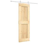 Porte coulissante 70 x 210 cm en bois de pin et blanc avec guide | Gain de place, utilisation intérieure, kit complet avec rails et accessoires, style moderne