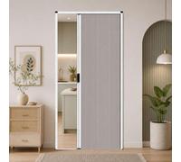 Porte coulissante accordéon avec cadre en aluminium et tissu plissé