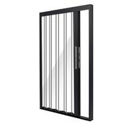 Porte coulissante accordéon, Porte accordéon Porte coulissante accordéon Noire avec Serrure et fenêtres Transparentes, Moustiquaire de Porte Pliante adhésive sans perçage, Portillon de sépar