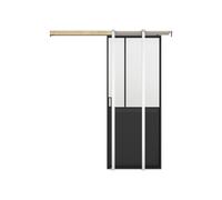 Porte coulissante atelier avec système à galandage - Noir et verre trempé dépoli - H205 x L93 cm - ARTISTO II