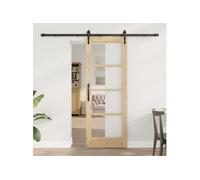 Porte Coulissante vidaXL avec Ensemble de Quincaillerie 'ORKDAL'73.5x198.5 cm, Porte Intérieure vidaXL avec Verre 'ORKDAL'73.5x198.5x4 cm Bois massif de pin