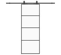 Porte coulissante avec ferrure, verre ESG, noir, 76 x 205 cm, cadre en aluminium, peu encombrant, pour chambre, maison et appartement, avec joint et serrure pour intérieur et extérieur