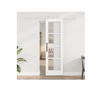Porte coulissante avec quincaillerie 'ORKDAL'en bois massif blanc et en verre 3332042