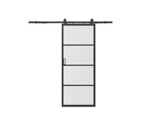 Porte coulissante avec système en applique - aluminium et verre trempé dépoli - H205 x L63 cm - SINCA II