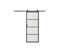 Vente-unique - Porte coulissante avec systéme en applique - aluminium et verre trempé transparent - H205 x L83 cm - SINCA II