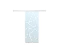 Porte coulissante avec système en applique H205 x L93 cm - Verre trempé dépoli - HEIDI