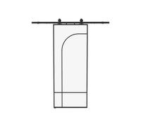 Porte coulissante avec système en applique style verrière - aluminium et verre trempé - H204 x L83 cm - Noir - CLOSIDA