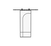 Porte coulissante avec système en applique style verrière - aluminium et verre trempé - H204 x L83 cm - Noir - CLOSIDA