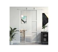 vidaXL Porte coulissante blanc 76x205 cm verre trempé aluminium 155216