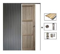 Porte Coulissante bois Frake 3 Panneaux H204 x L83 cm, Galandage, kit de finition