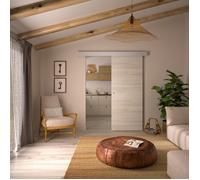 Porte coulissante - Chêne blond - H 204 x Ep 3,8 x L 83 cm - Non percée