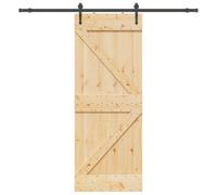 Porte coulissante complète pour porte intérieure coulissante avec ferrure 80 x 210 cm en pin massif, portes pliantes pour salle de bain, bureau, salon, cuisine