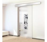 Porte coulissante d'intérieur en verre teinté peint à la main modèle Minimal noir 90 x 215 cm (disponible 60/80/90 cm) 8 mm verre satiné Kit complet de ferrures pour rail de suspension (90 x 215 cm