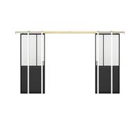 Porte coulissante double atelier avec système à galandage - Noir et verre trempé dépoli - 2 x H205 x L83 cm - ARTISTO II